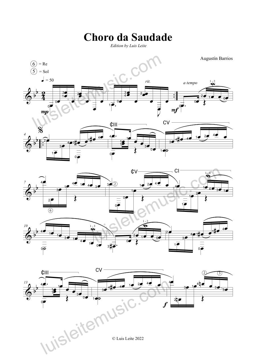 Preview: first page of Choro da Saudade