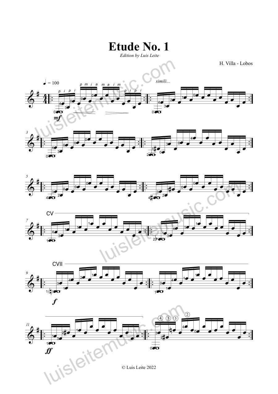 Preview: first page of Etude No. 1