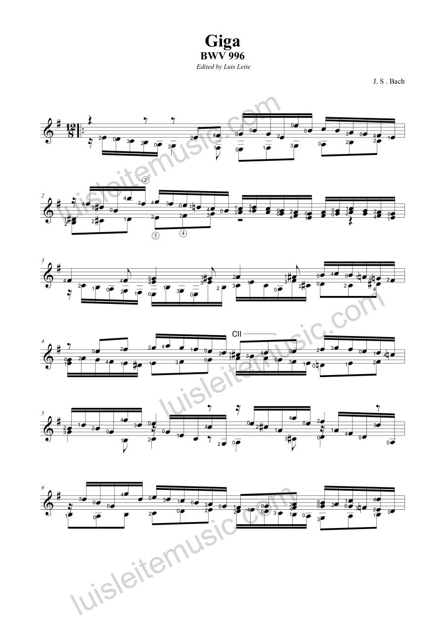 Preview: first page of Giga BWV 996