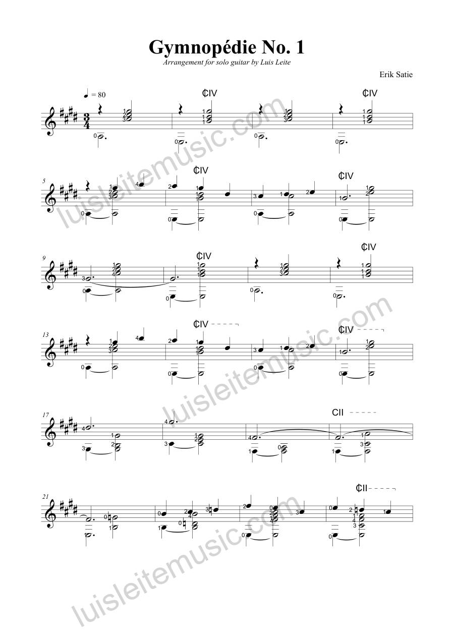 Preview: first page of Gymnopédie No. 1