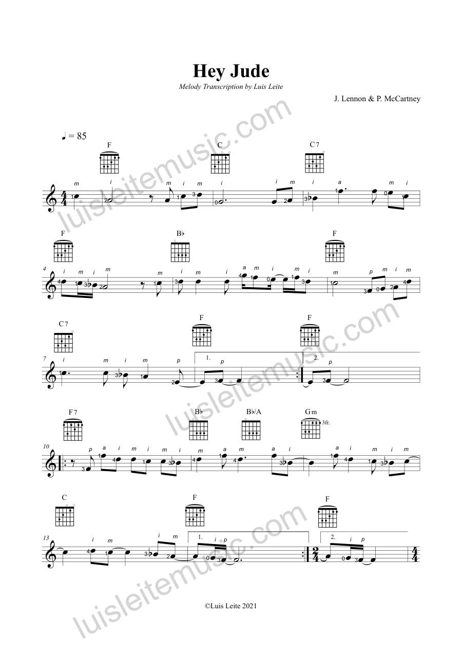 Preview: first page of Hey Jude (Arr. Luis Leite)