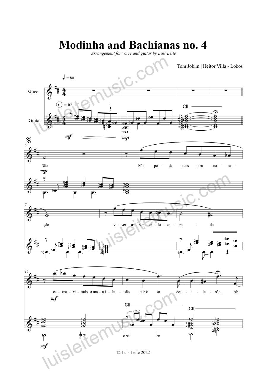 Preview: first page of Modinha and Bachianas no. 4 (Voice and Guitar)