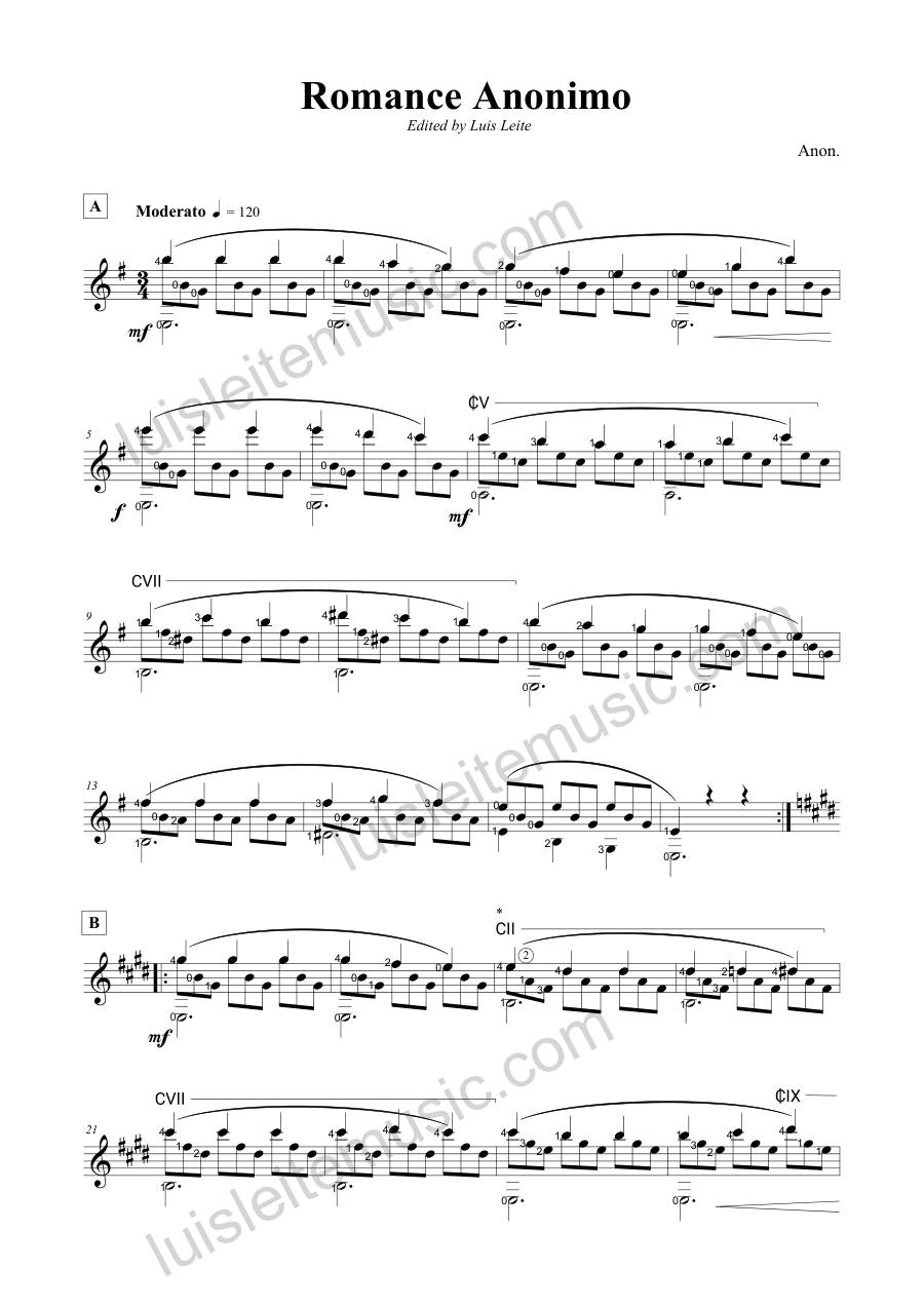 Preview: first page of Romance Anonimo