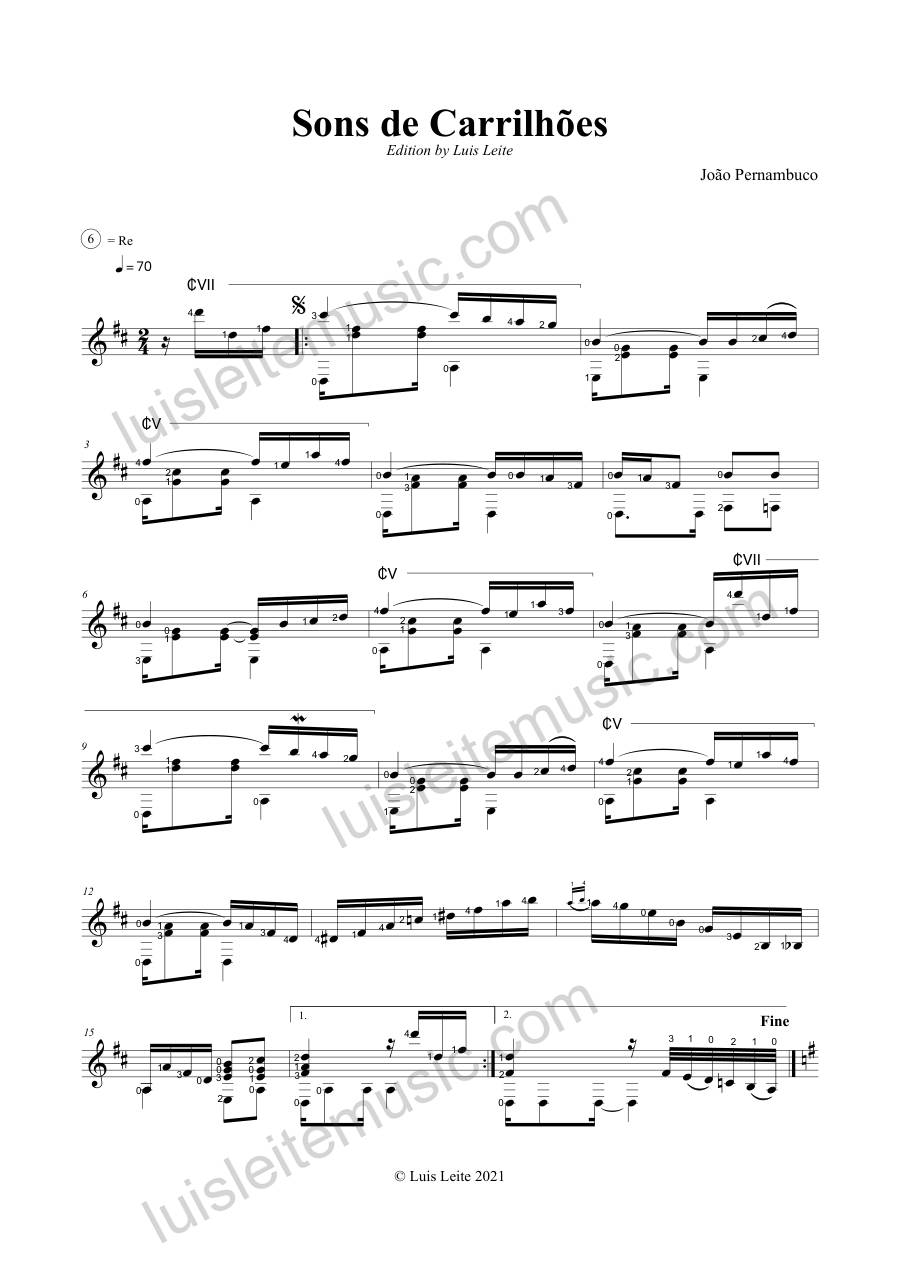 Preview: first page of Sons de Carrilhões (Arr. Luis Leite)