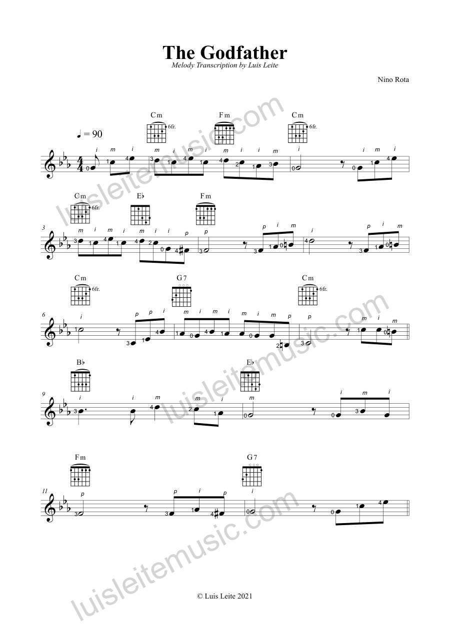 Preview: first page of The Godfather Theme