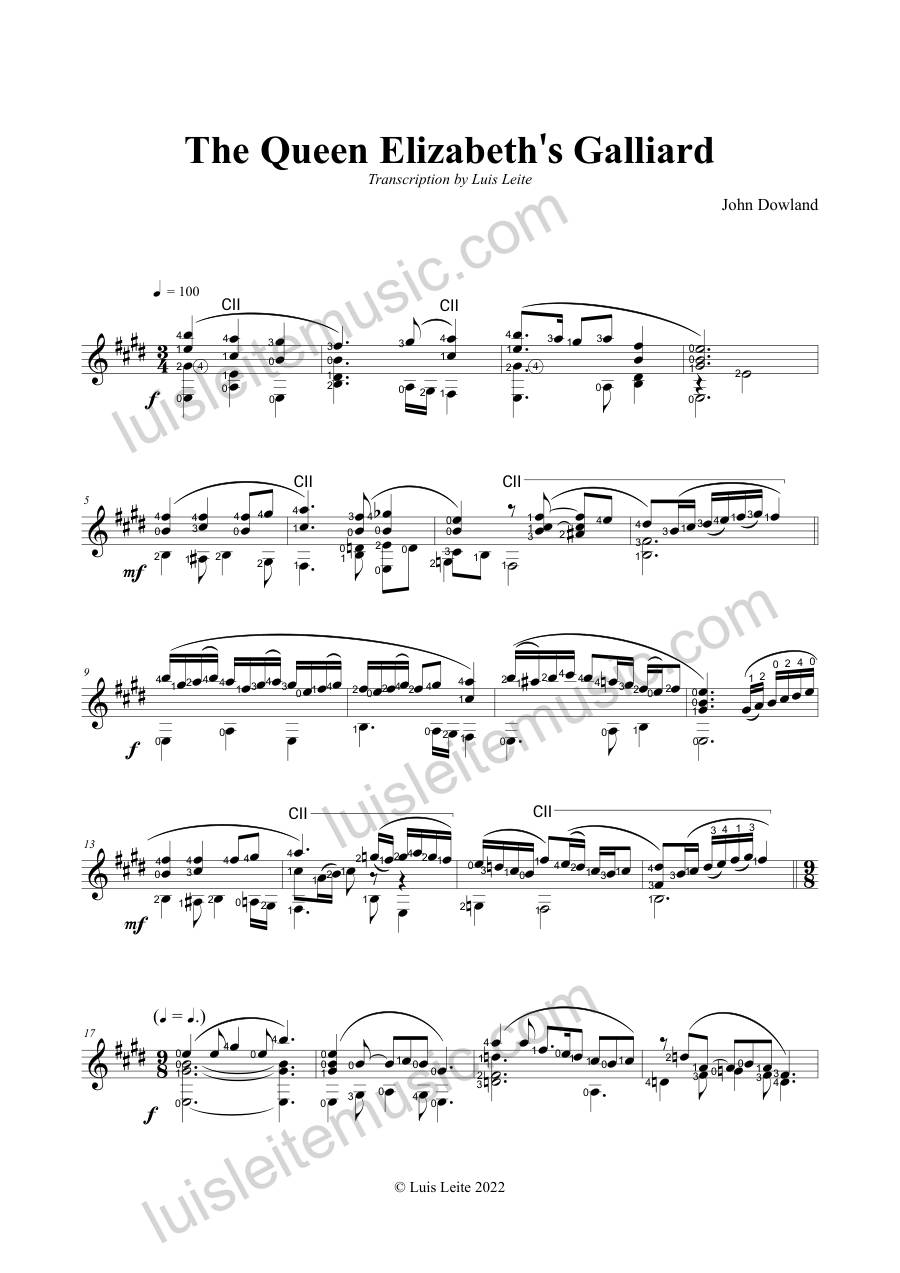 Preview: first page of The Queen Elizabeth’s Galliard