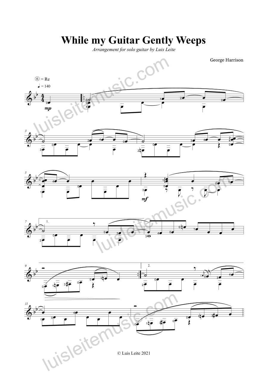 Preview: first page of While My Guitar Gently Weeps